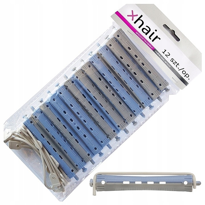 Cold Curling Curlers, d13 mm, blue-gray, 12 pieces - Xhair — photo N1