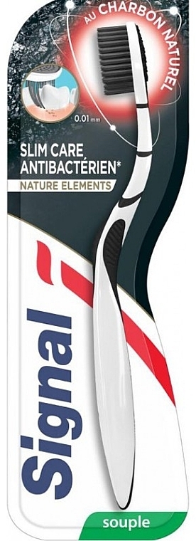 Antibacterial Toothbrush, soft, with charcoal - Signal Nature Elements Antibacterial — photo N2