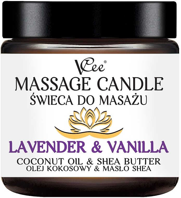 Lavender & Vanilla Massage Candle - VCee Massage Candle Lavender & Vanilla Coconut Oil & Shea Butter — photo N1