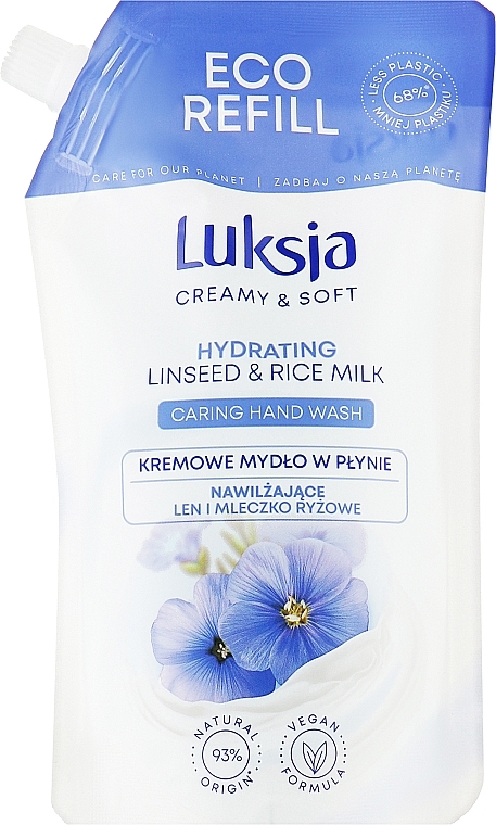 Liquid Cream Soap "Linseed & Rice Milk" - Luksja Creamy & Soft Hydrating Linseed & Rice Milk Caring Hand Wash (doy-pack)  — photo N1