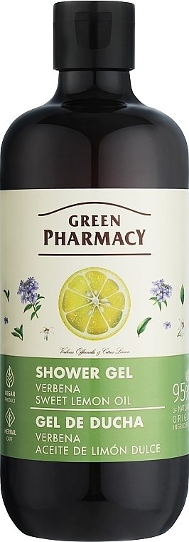 Verbena & Sweet Lemon Oil Shower Gel - Green Pharmacy — photo N1