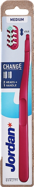 Medium Toothbrush + 2 Heads, dark pink - Jordan Change Medium — photo N1