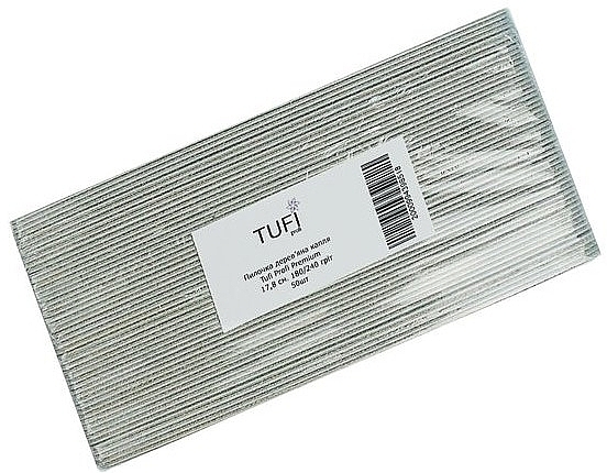 Polyurethane Nail File 180/240, 17.8 cm, grey, 50pcs - Tufi Profi Premium — photo N2