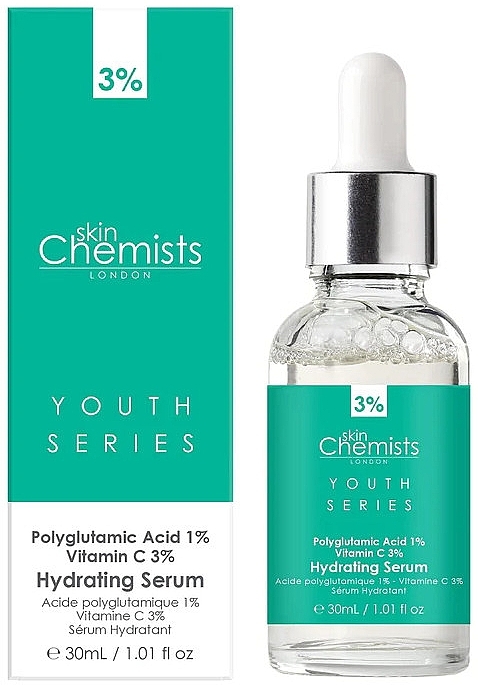 Face Serum - Skin Chemists Youth Series Polyglutamic Acid 1%, Vitamin C 3% Hydrating Serum — photo N2