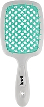 Fragrances, Perfumes, Cosmetics Hair Brush, white with turquoise teeth - Kodi Professional Soft Touch Hairbrush