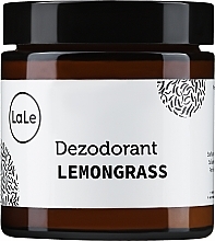 Fragrances, Perfumes, Cosmetics Lemongrass Oil Deodorant Cream, glass - La-Le Cream Deodorant