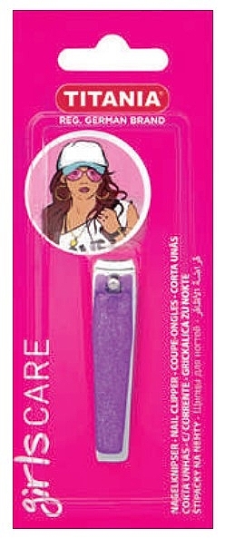 Nail Clipper, shiny purple, in blister - Titania — photo N2