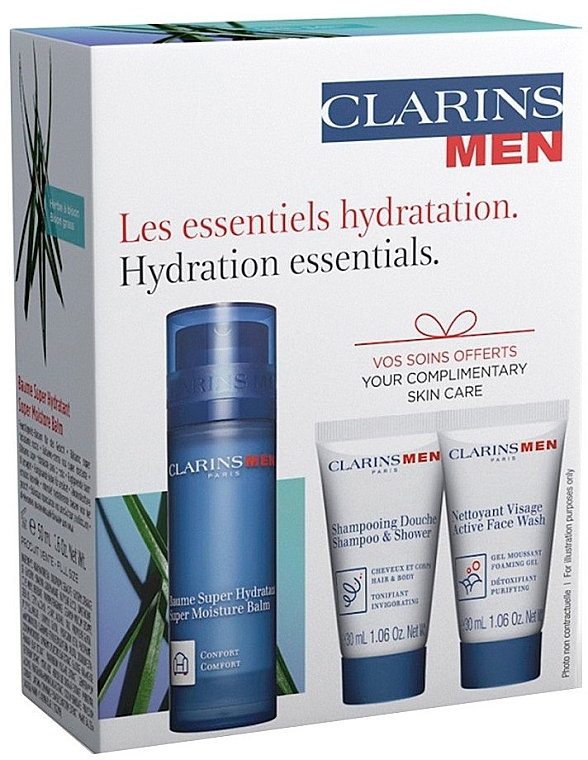 Set - Clarins Men Hydration Essentials (f/balm/50ml + wash/gel/30ml + shm/sh/gel/30ml) — photo N1