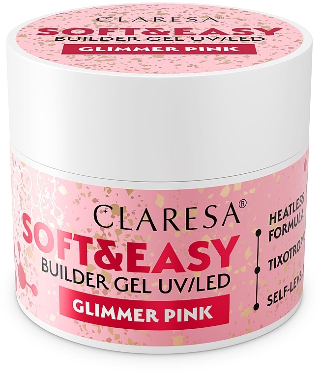 ネイル ビルダージェル - Claresa Soft & Easy Builder Gel UV/LED Glimmer Pink — photo N1