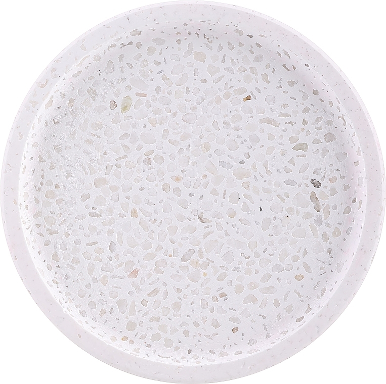 Diatomaceous Earth Soap Dish, white round with pebbles - Yeye — photo N1