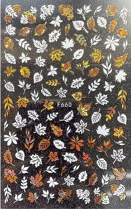 Self-Adhesive Nail Stickers "Autumn Leaves", F660 - Deni Carte — photo N1