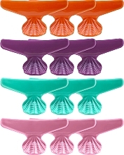 Fashion Hair Multi-Colored Plastic Clamp, purple+pink+orange+turquoise - Comair — photo N1