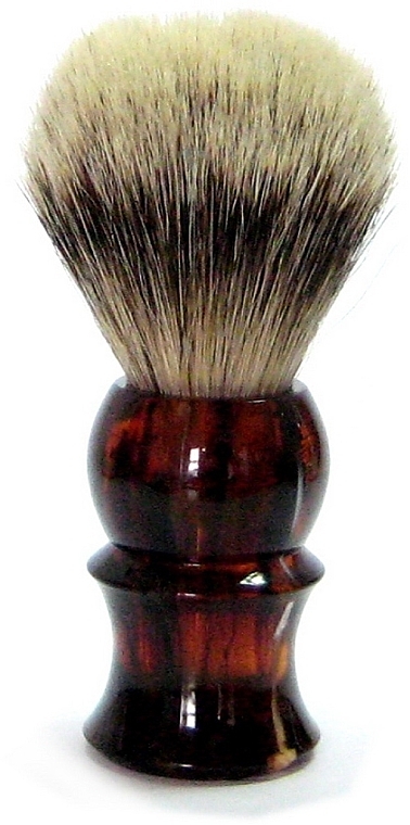 Shaving Brush with Badger Fiber, plastic, black-brown - Golddachs Silver Tip Badger Plastic Tortie Havanna — photo N1