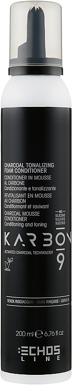 Toning Foam Conditioner with Activated Charcoal - Echosline Karbon 9 Charcoal Tonalizing Foam Conditioner — photo N2
