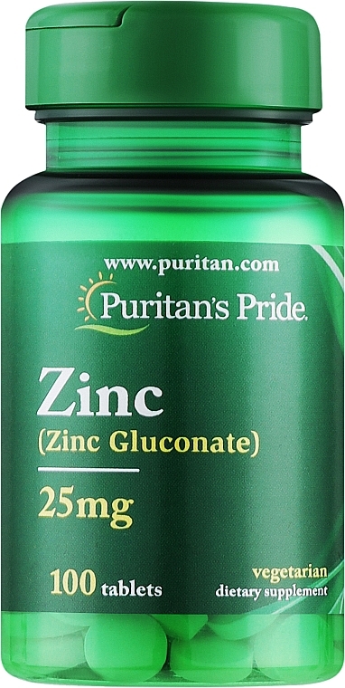 Zinc Dietary Supplement, 25 mg - Puritan's Pride Zinc Gluconate — photo N1