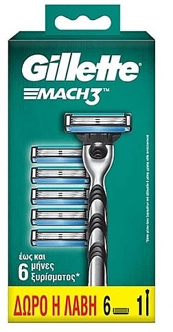 Razor with 6 Refills - Gillette Mach3 — photo N1