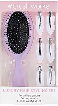 Fragrances, Perfumes, Cosmetics Hair Set - Brushworks Luxury Purple Hair Styling Set (h/clips/6pcs + h/brush)