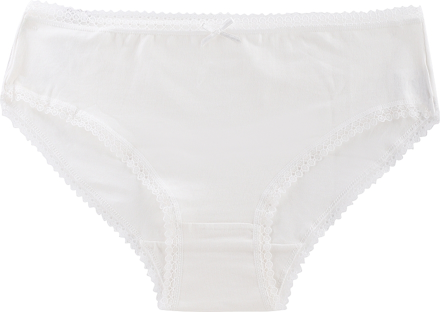 Cotton Bikini Panties with Lace, white - Moraj — photo N1