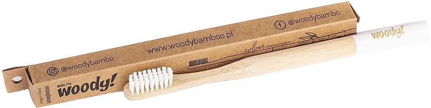 Colour Bamboo Toothbrush, medium, white bristles - WoodyBamboo Bamboo Toothbrush — photo N1