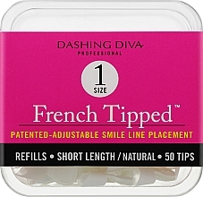 Fragrances, Perfumes, Cosmetics Natural Short Tips 'French' - Dashing Diva French Tipped Short Natural 50 Tips (Size 1)