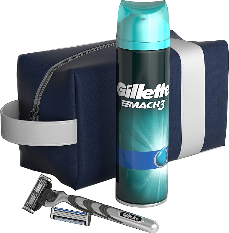 Set - Gillette Mach 3 Extra Comfort (sh/gel/200ml + razor + blade/2pcs + bag) — photo N2