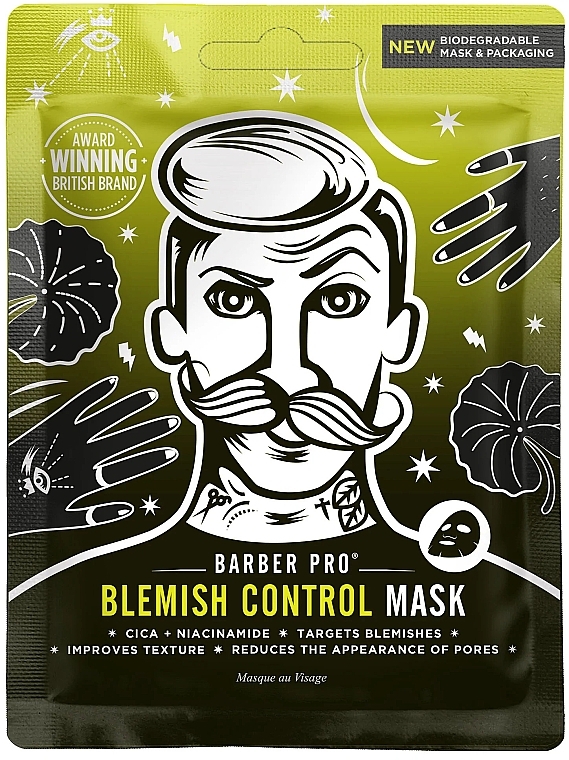 Anti-Imperfection Face Mask - BarberPro Blemish Control Face Sheet Mask — photo N1