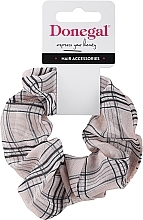 Fragrances, Perfumes, Cosmetics Hair Tie, FA-5641, beige with grey check - Donegal