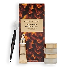 Fragrances, Perfumes, Cosmetics Set - Revolution Pro Soothing Lip Care Gift Set (lip/scr/12g + lip/balm/12g + lip/oil/8ml + brush)