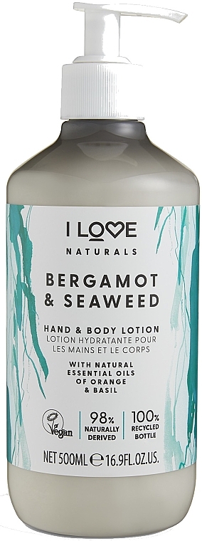 Moisturizing Hand & Body Lotion "Bergamot & Algae" - I Love Naturals Bergamot & Seaweed Hand & Body Lotion — photo N1