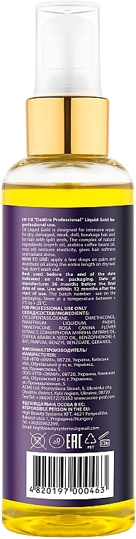 Intensive Hair Oil - DeMira Professional Liquid Gold Hair Oil — photo N3