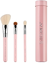 Fragrances, Perfumes, Cosmetics Makeup Brush Set in Case, light pink, 3 pcs - Sigma Beauty Essential Trio Brush Set