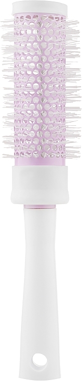 Round Hair Brush, 400215 with metal body, white-lilac - Beauty Look — photo N1