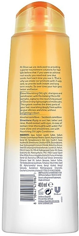 Nourishing Shampoo for Dull & Dry Hair - Dove Nourishing Oil Light Shampoo For Dull Dry Hair — photo N2