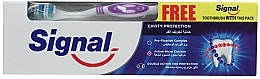 Fragrances, Perfumes, Cosmetics Set with Purple Brush - Signal Cavity Protection Toothpaste (toothpaste/100ml + t/brush/1pc)