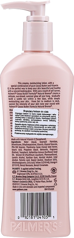 Moisturizing Body Lotion - Palmer's Cocoa Butter Formula Natural Bronze Body Lotion — photo N2