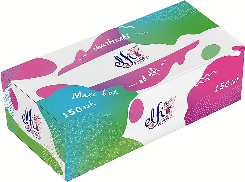 Two-Layer Tissues 'Friendly', 150 pcs, in a white and turquoise box - Elfi Maxi Box — photo N1