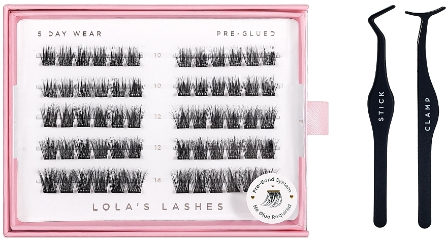 キット - Lola's Lashes Soft Wisp Pre-Glued Lashes Set (eyelashes/42pcs + applicator/1pcs) — photo N1