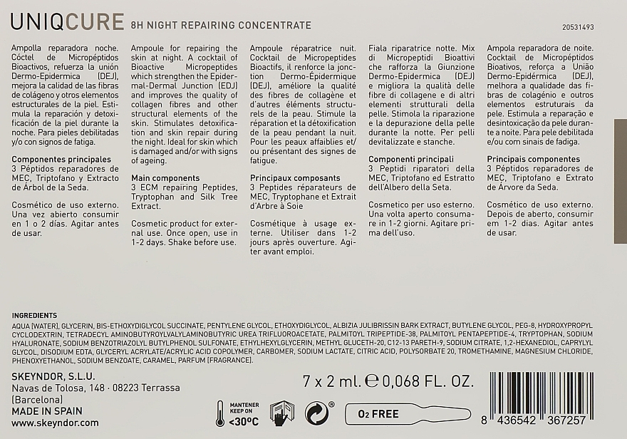 Night Repairing Concentrate #7 - Skeyndor Uniqcure 8H Night Repairing Concentrate — photo N3