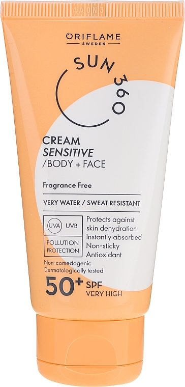 Face & Body Sun Cream for Sensitive Skin - Oriflame Sun 360 Cream Sensitive Body + Face SPF 50 — photo N1