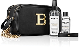 Fragrances, Perfumes, Cosmetics Set - Balmain Paris Hair Couture Signature Black & Gold Pouch Gift Set (h/cond/200ml + h/elixir/100ml + h/clip/1pcs + bag/1pcs)