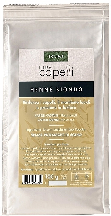 ヘア ヘナ - Solime Capelli Henne Biondo — photo N1