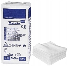 Non-Sterile Non-Woven Compresses, 4 layers, 5x5 cm, 100 pcs - Matopat Matovlies — photo N1