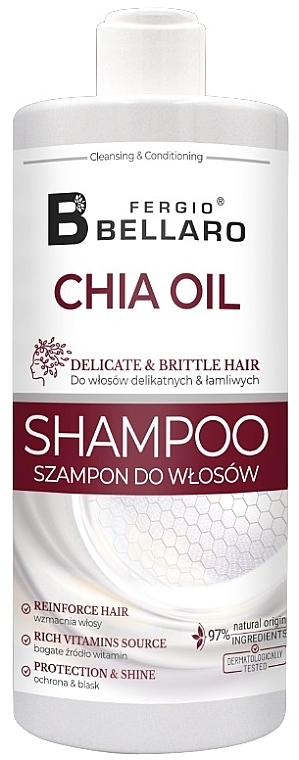 Chia Oil Shampoo for Brittle Hair - Fergio Bellaro Chia Oil Delicate & Brittle Hair Shampoo — photo N1