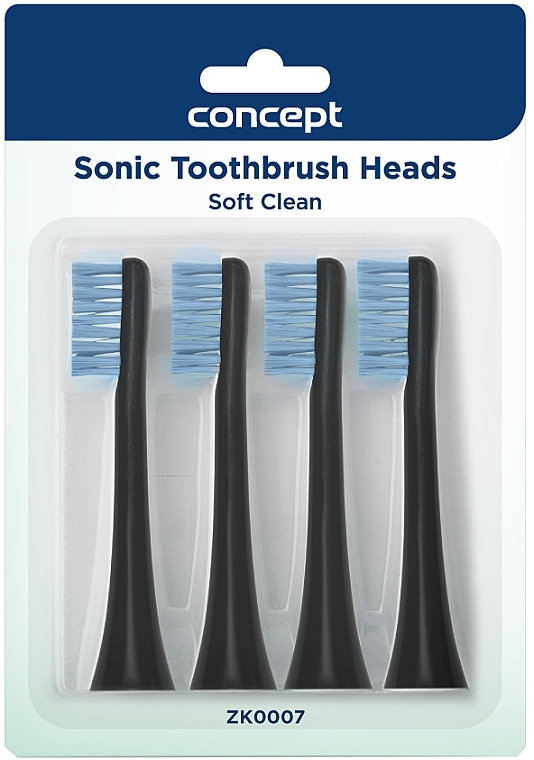 Toothbrush with Refill Heads, black - Concept Sonic Toothbrush Heads Soft Clean ZK0007 — photo N1