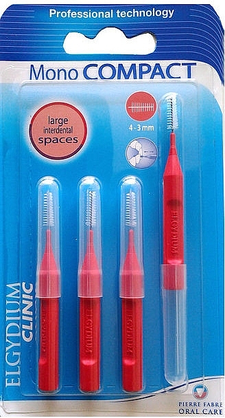 Interdental Brush, 4pcs - Elgydium Clinic Monocompact Red Interdental Brushes — photo N1