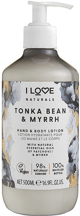 Moisturizing Hand & Body Lotion "Tonka Bean & Myrrh" - I Love Naturals Tonka Bean & Myrrh Hand & Body Lotion — photo N1