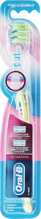Toothbrush Extra Soft, green - Oral-B Ultrathin Precision Gum Care — photo N1