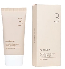 Fragrances, Perfumes, Cosmetics Toning Face Sunscreen - Numbuzin No.3 Porcelain Base-Skip Tone Up Beige SPF50+ PA++++