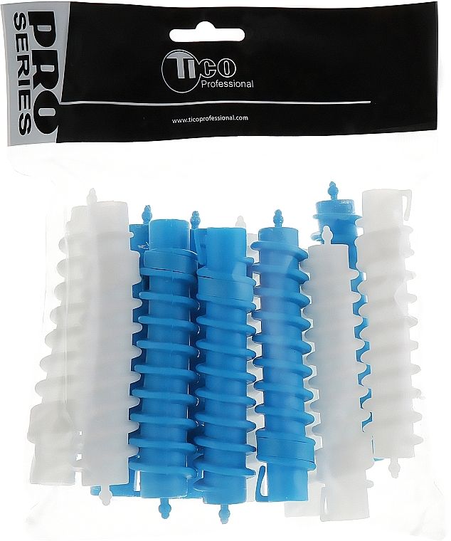 Spiral Perm Curlers d16, white-blue - Tico Professional — photo N1