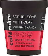 Fragrances, Perfumes, Cosmetics Clay Scrub Soap "Cherry and Arnica" - Cafe Mimi Scrub-Soap With Clay Cherry & Arnica